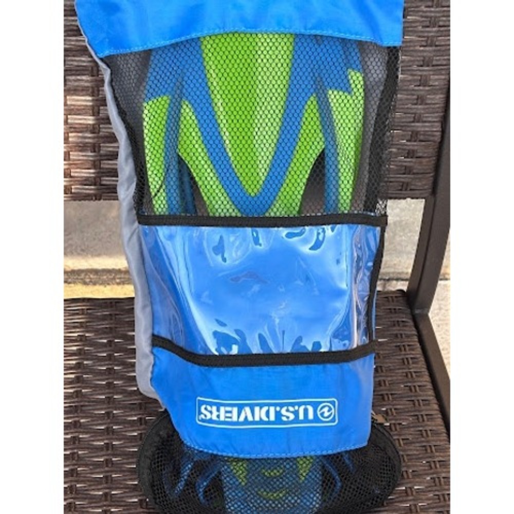 U.S. Divers Snorkeling Swim Fins Blue Green Size Large w/ Mesh Bag - Picture 2 of 8
